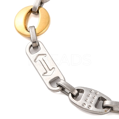 201 Stainless Steel Arrow Oval Link Chain Bracelets BJEW-B078-119GP-1