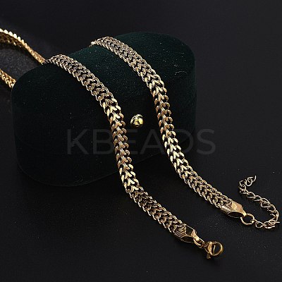 Ion Plating(IP) 304 Stainless Steel Wheat Chain Necklaces for Women NJEW-U019-01G-1