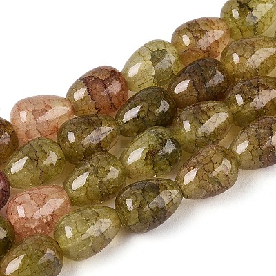 Baking Paint Crackle Glass Beads Strands DGLA-N019-03A-08-1
