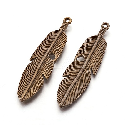 Tibetan Style Alloy Feather Big Pendants LS-X-TIBEP-A12720-AB-NR-1