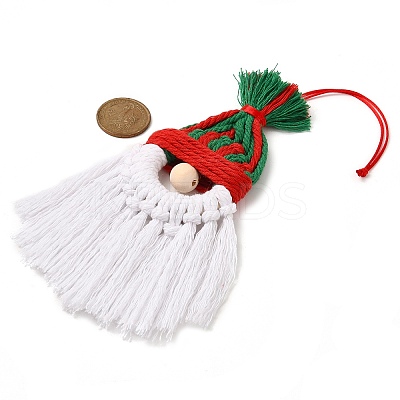 Christmas Handmade Woven Macrame Cotton Thread Santa Claus Pendant Decorations HJEW-JM02455-04-1