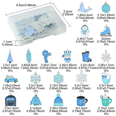 20Pcs 20 Styles Winter Theme Alloy Enamel Pendants ENAM-FS0001-97-1