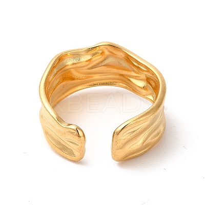 Ion Plating(IP) 304 Stainless Steel Twist Open Cuff Ring for Women RJEW-E063-24G-1