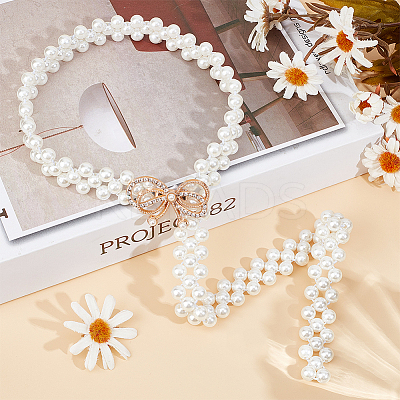 1Pc Acrylic Pearl Braided Stretch Chain Belts AJEW-CP0008-12B-1