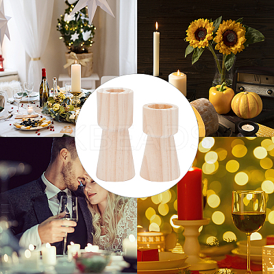 2Pcs 2 Style Wood Candle Holder AJEW-GF0004-05A-1
