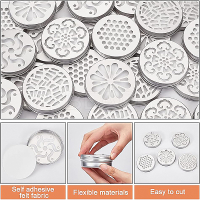 40Pcs 5 Style Aluminium Hollow Candle Canister Lids AJEW-BC0003-62-1