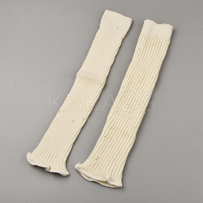Sequin Acrylic Fiber Yarn Leg Warmers Socks AJEW-WH20064-46B-1