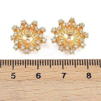 Brass Micro Pave Clear Cubic Zirconia Bead Caps KK-F906-06G-1