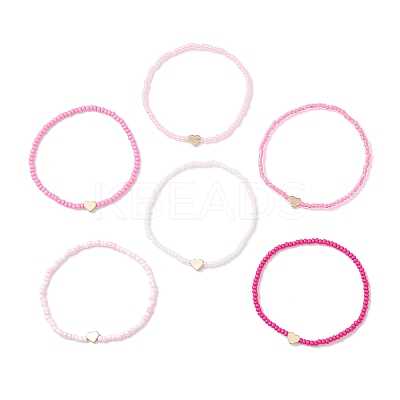 6Pcs 6 Colors Glass Seed Beads Stretch Bracelets BJEW-MZ00227-1