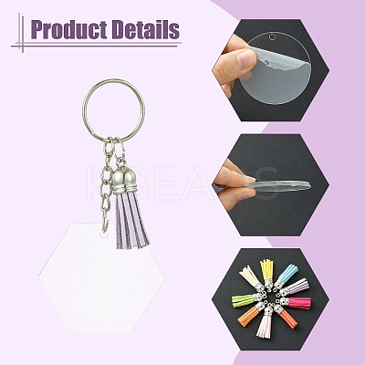 DIY Acrylic Pendant Keychain with Faux Suede Tassel Making Kits DIY-CJ0002-68-1