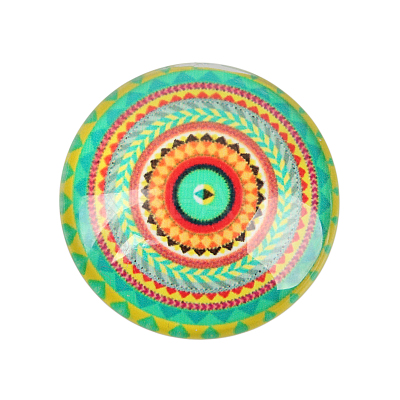 Mosaic Printed Glass Half Round/Dome Cabochons GGLA-N004-20mm-G-1