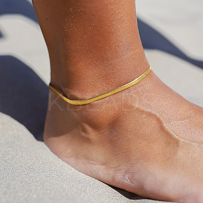 Stainless Steel Flat Snake Chain Anklets for Women WG1529C-05-1