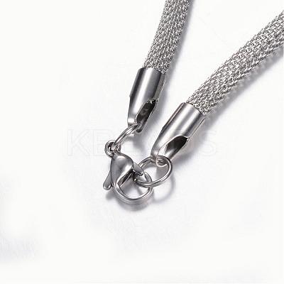 Non-Tarnish 304 Stainless Steel Mesh Chain Necklaces STAS-F028-01A-1
