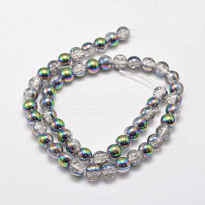 Electroplate Synthetic Crackle Quartz Beads Strands EGLA-J067-8mm-M-1