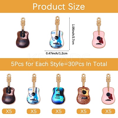 30Pcs 5 Colors Rack Plating Golden Tone Alloy Pendants ENAM-SZ0004-06-1