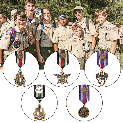 4Pcs 4 Style Medal Alloy Lapel Pin JEWB-GA0001-06-1