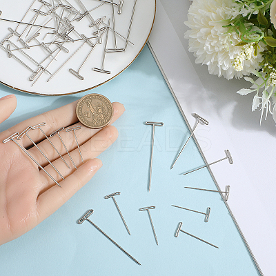 450Pcs 5 Styles Nickel Plated Steel T Pins for Blocking Knitting FIND-SP0002-88-1