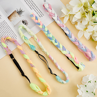 4Pcs 4 Colors Polyester with Spandex Cloth Headbands AJEW-SP0003-14-1