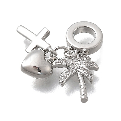 Brass Micro Pave Clear Cubic Zirconia European Dangle Charms KK-D431-033F-P-1