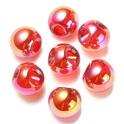 UV Plating Rainbow Iridescent Acrylic Beads OACR-G012-02-1
