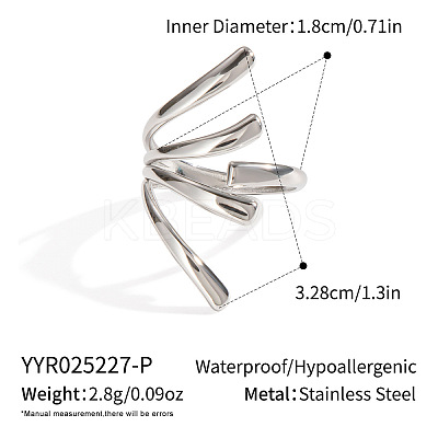Adjustable 304 Stainless Steel Open Cuff Rings for Women SZ1207-3-1