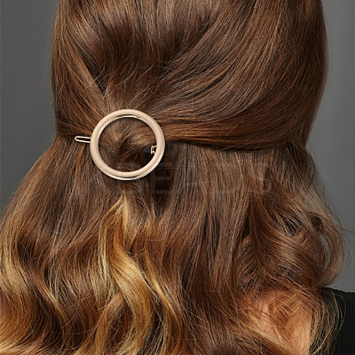 MAKERER 4Pcs 4 Style Alloy Hollow Heart & Ring Hair Pin PHAR-GO0001-01-1