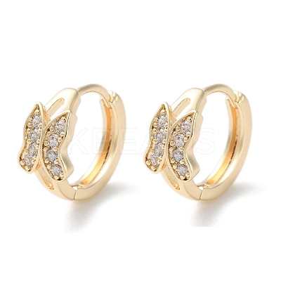 Brass Micro Pave Clear Cubic Zirconia Hoop Earrings EJEW-C121-06G-1