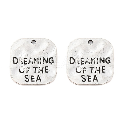 Hammered Square Carved Word Dreaming of the Sea Tibetan Style LS-PALLOY-A15333-AS-1