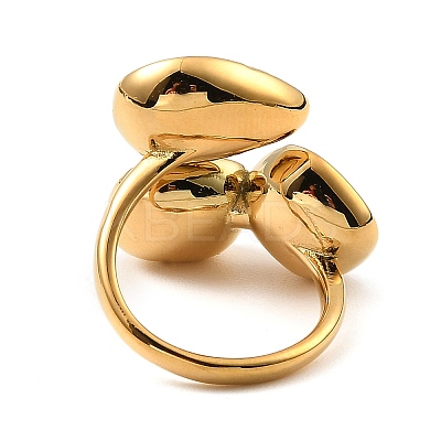 Teardrop & Square Glass Open Cuff Rings RJEW-G289-01G-04-1