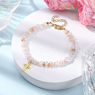 Alloy Cross Charm Bracelets BJEW-JB12323-03-1