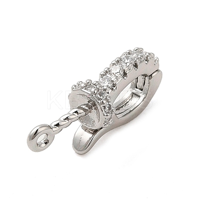 Brass Micro Pave Clear Cubic Zirconia Fold Over Clasps KK-M270-10P-1