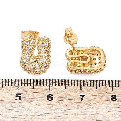 Brass Micro Pave Cubic Zirconia Stud Earrings EJEW-Z091-04G-U-1