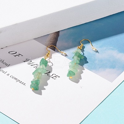 Natural Green Aventurine Chip Beaded Dangle Earrings EJEW-JE04788-01-1