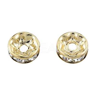 Brass Pave Clear Cubic Zirconia Beads KK-N259-39C-01-1