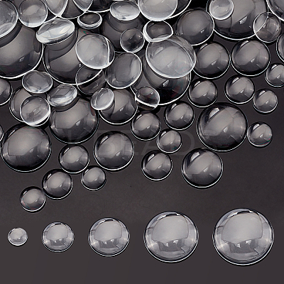 100Pcs 5 Style Transparent Glass Cabochons GGLA-PH0001-30-1