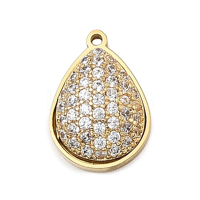 304 Stainless Steel Micro Pave Cubic Zirconia Charms STAS-I356-04G-05-1
