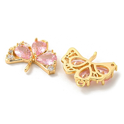 Real 18K Gold Plated Ginkgo Biloba Brass Micro Pave Cubic Zirconia Pendants KK-Q809-24G-01-1