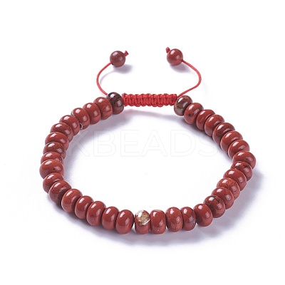 Adjustable Natural Red Jasper Braided Bead Bracelets BJEW-F369-A07-1