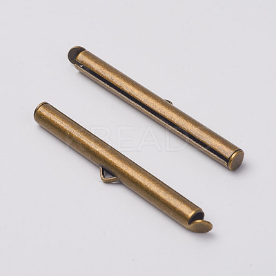 Brass Slide On End Clasp Tubes KK-P031-11AB-1