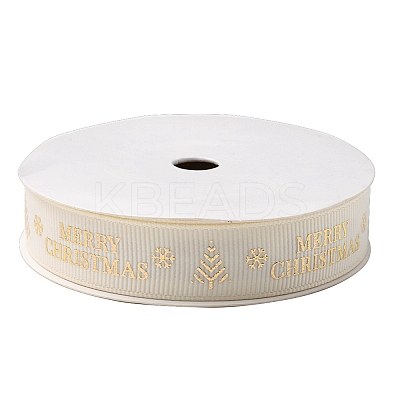 Flat Christmas Theme Polyester Grosgrain Ribbon OCOR-YWC0001-01A-01-1