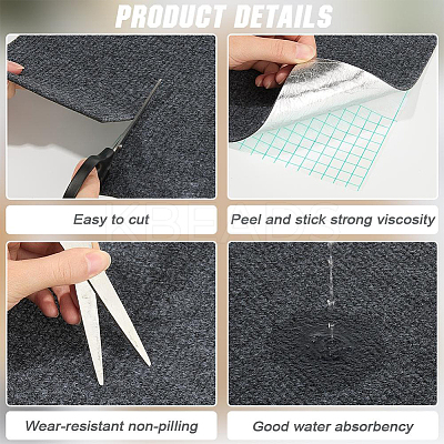 12Pcs Square Self-adhesion Polyester Carpet Tape DIY-CN0003-45C-1