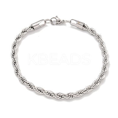Tarnish Resistant 5MM 201 Stainless Steel Rope Chain Bracelets for Women LS-BJEW-R318-02P-1