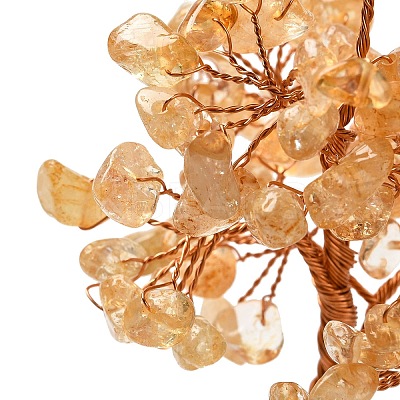 Christmas Natural Yellow Quartz Chips Tree Decorations DJEW-K028-01D-1