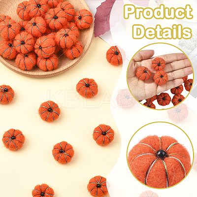 36Pcs Handwork Wool Needle Felting Pumpkin Ornaments AJEW-SC0031-39A-1