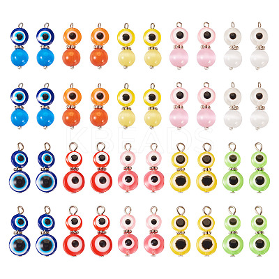40Pcs 10 Styles Resin Evil Eye & Cat Eye Pendants FIND-TA0004-25-1