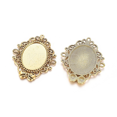 Tibetan Style Alloy Pendant Cabochon Settings LS-PALLOY-EA3316Y-AG-1