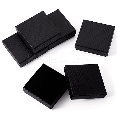 5Pcs Rhombus Textured Cardboard Jewelry Packing Boxes with Sponge Inside CBOX-TA0001-18F-1