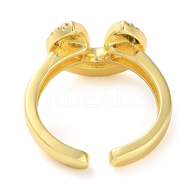 Rack Plating Brass Micro Pave Cubic Zirconia Open Cuff Rings RJEW-K266-07B-G-1