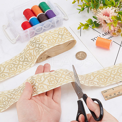7M Ethnic Style Polyester Jacquard Heart Ribbon SRIB-WH0026-16-1