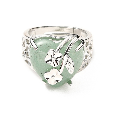 Natural Green Aventurine Adjustable Rings RJEW-P043-03P-15-1